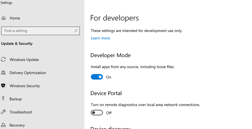 enable developer mode