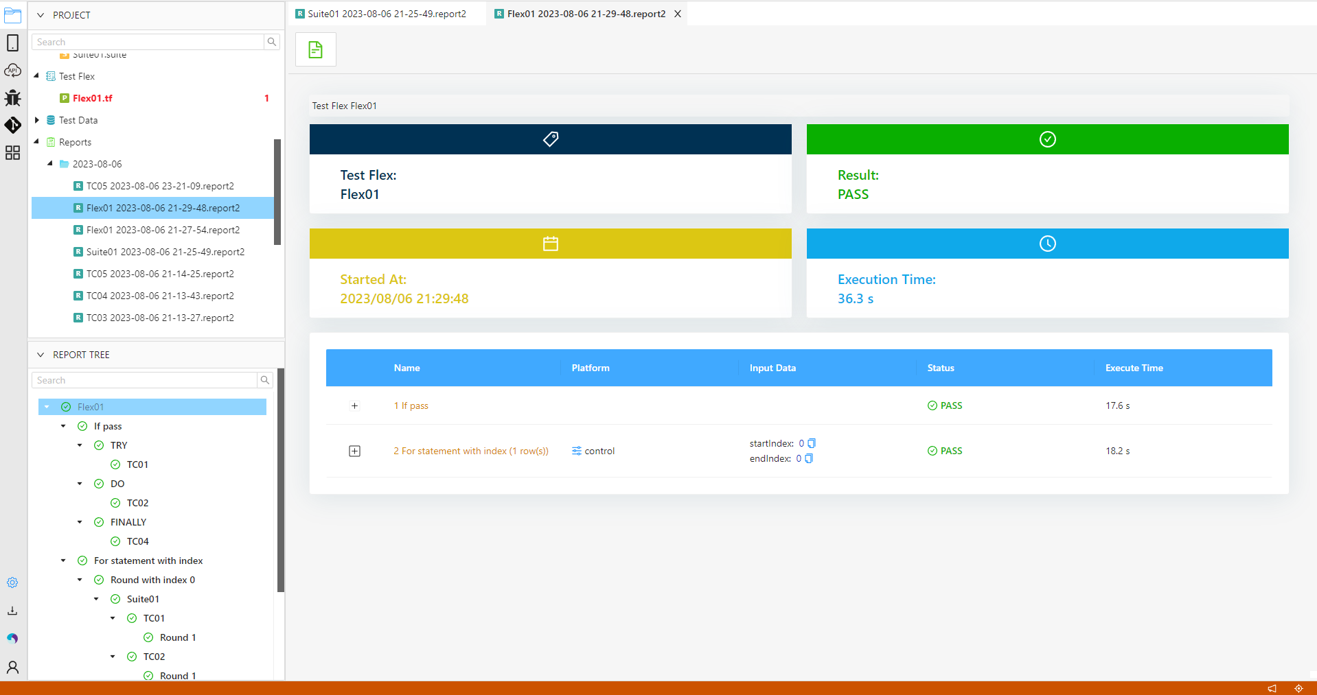 Test flex's report