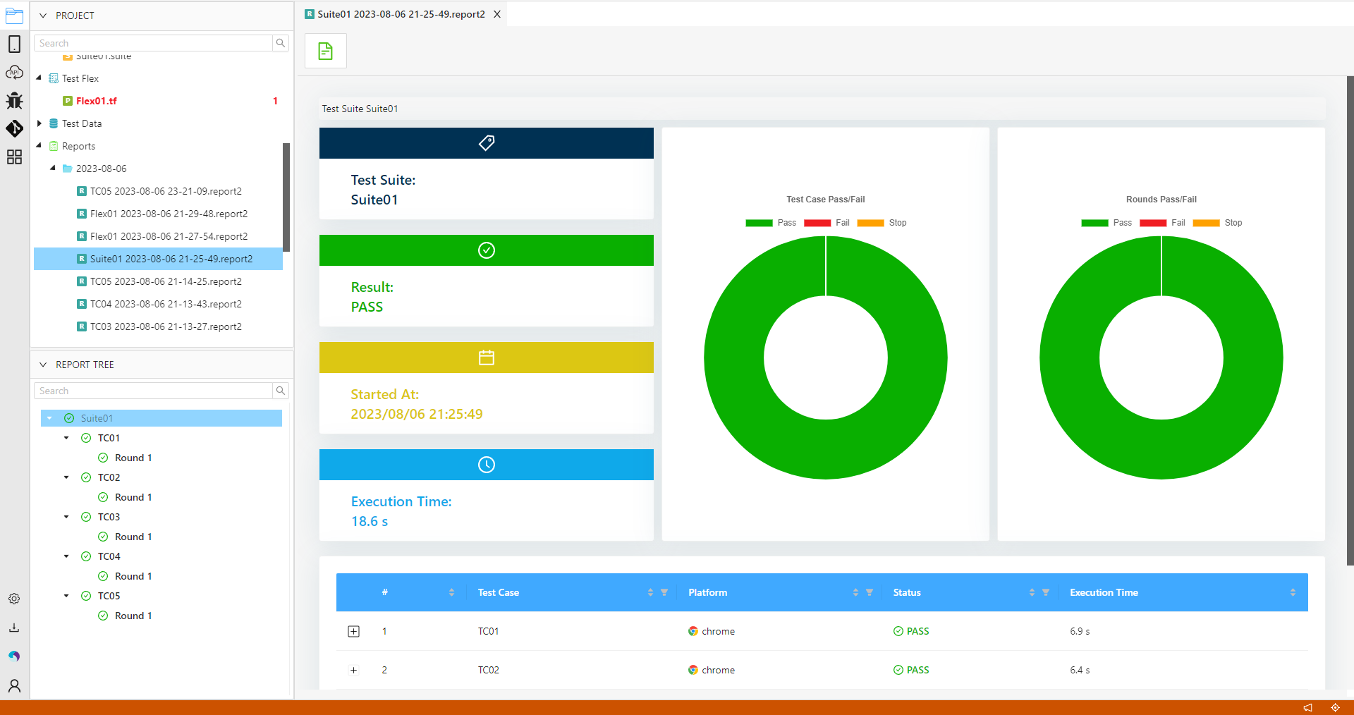 Test suite's report